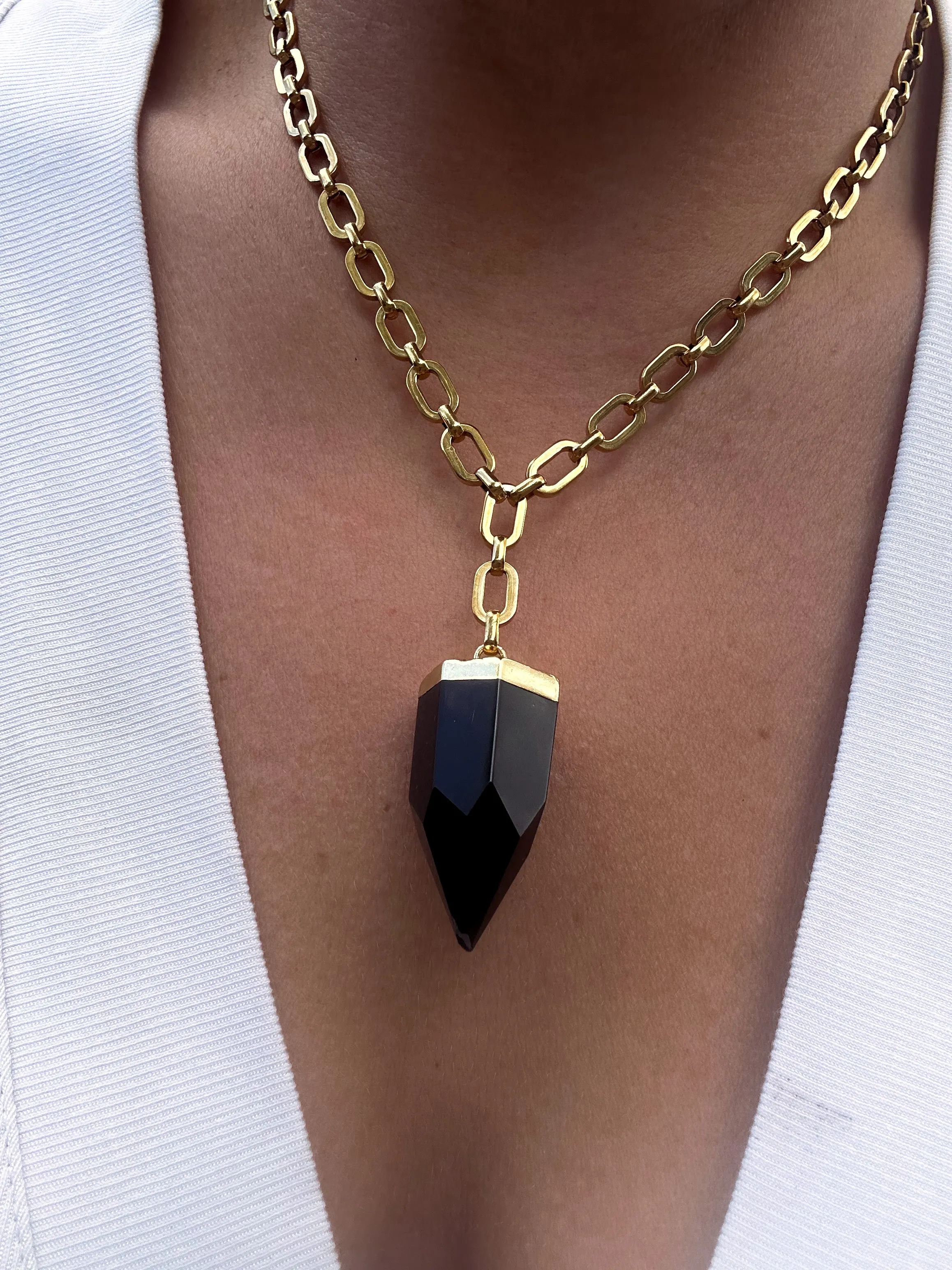 Obsidian Point Lariat Necklace