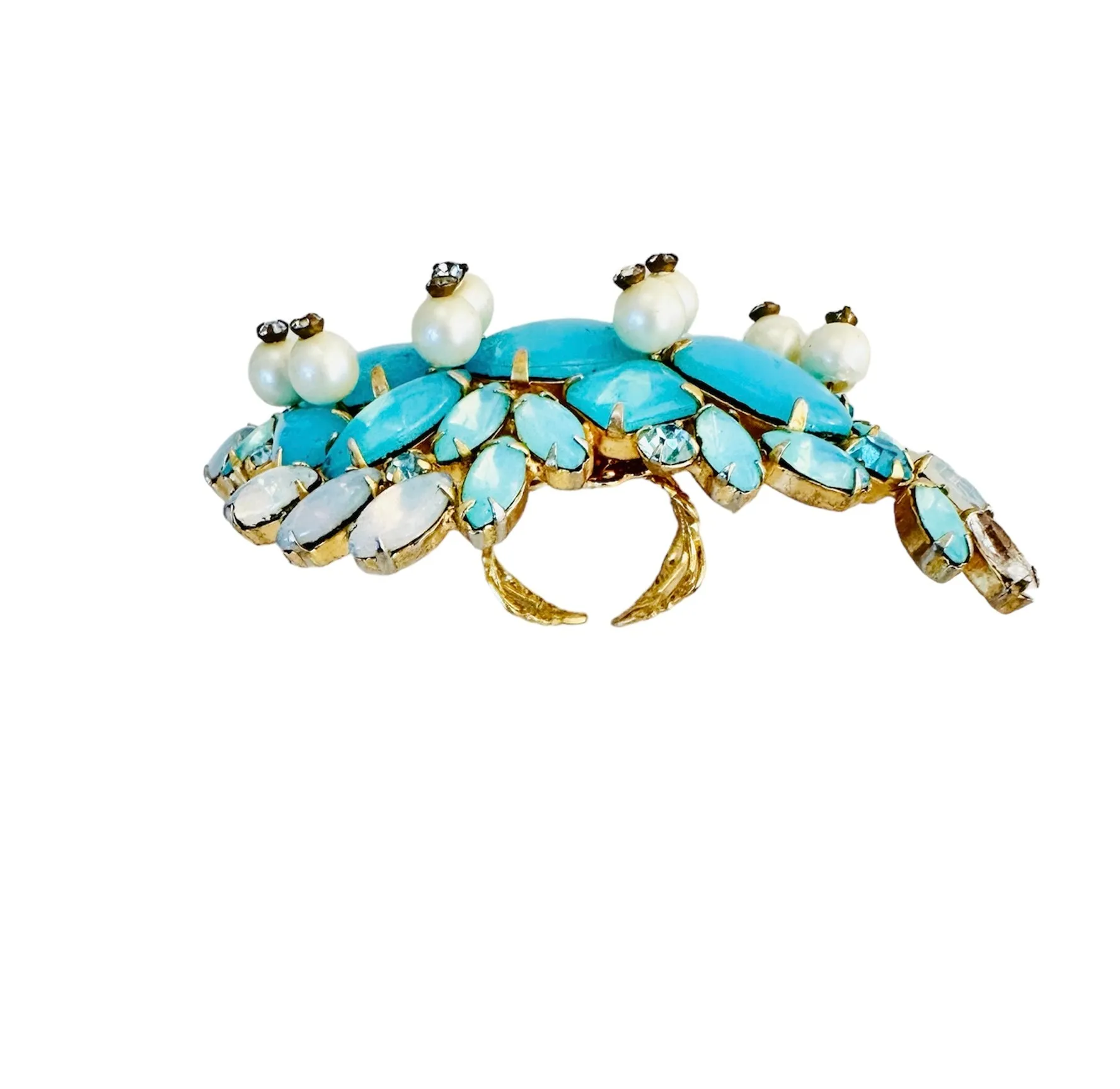 One-Of-A-Kind Estate Turquoise Pearl Opulent Ring