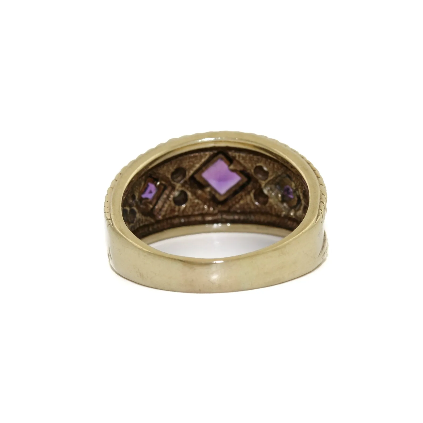 Opulent 14K Gold x Amtheyst & Diamond Byzantine-Style Band
