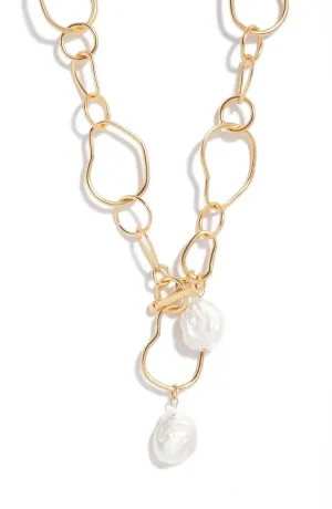Organic Link X Pearl Necklace