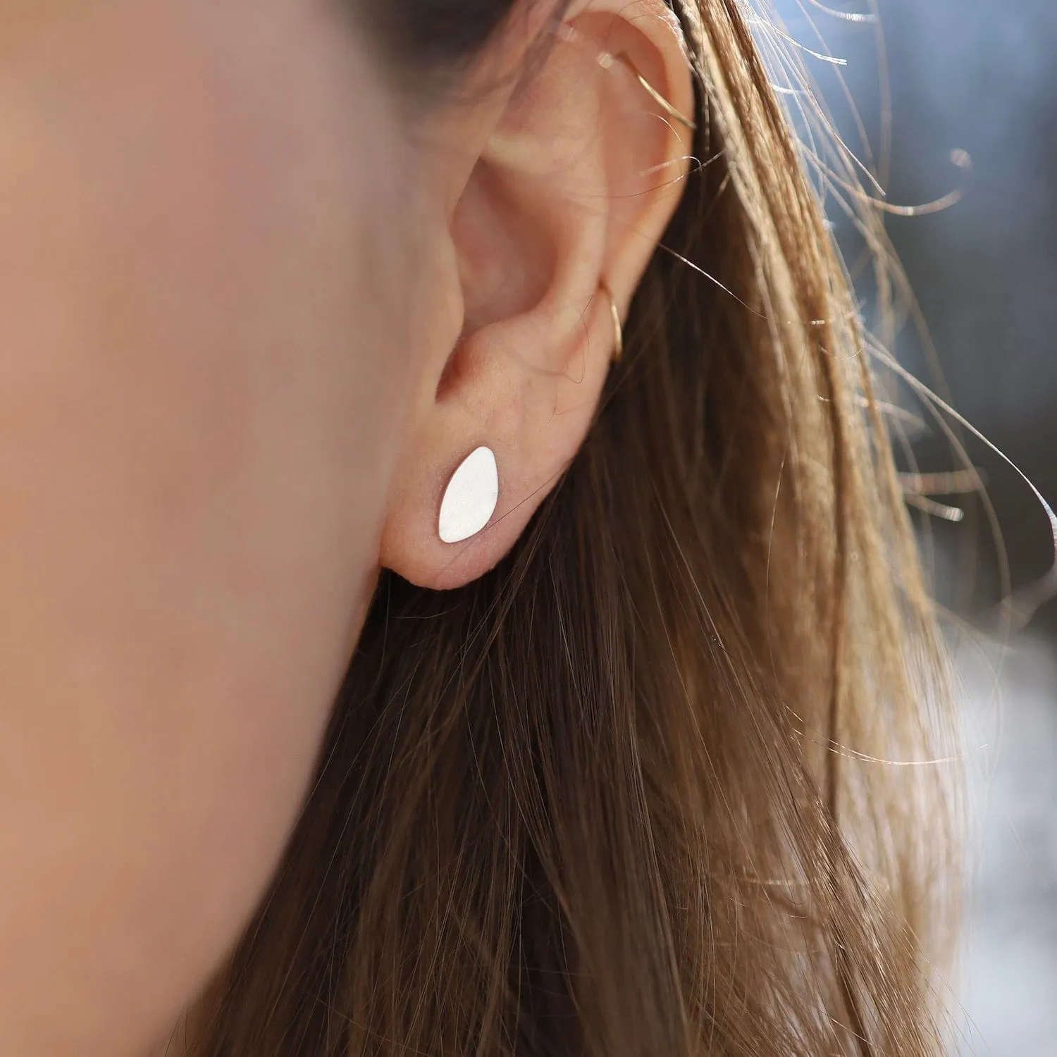 Organic Oval Post Earrings