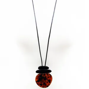 Organic round shape tortoiseshell long resin pendant