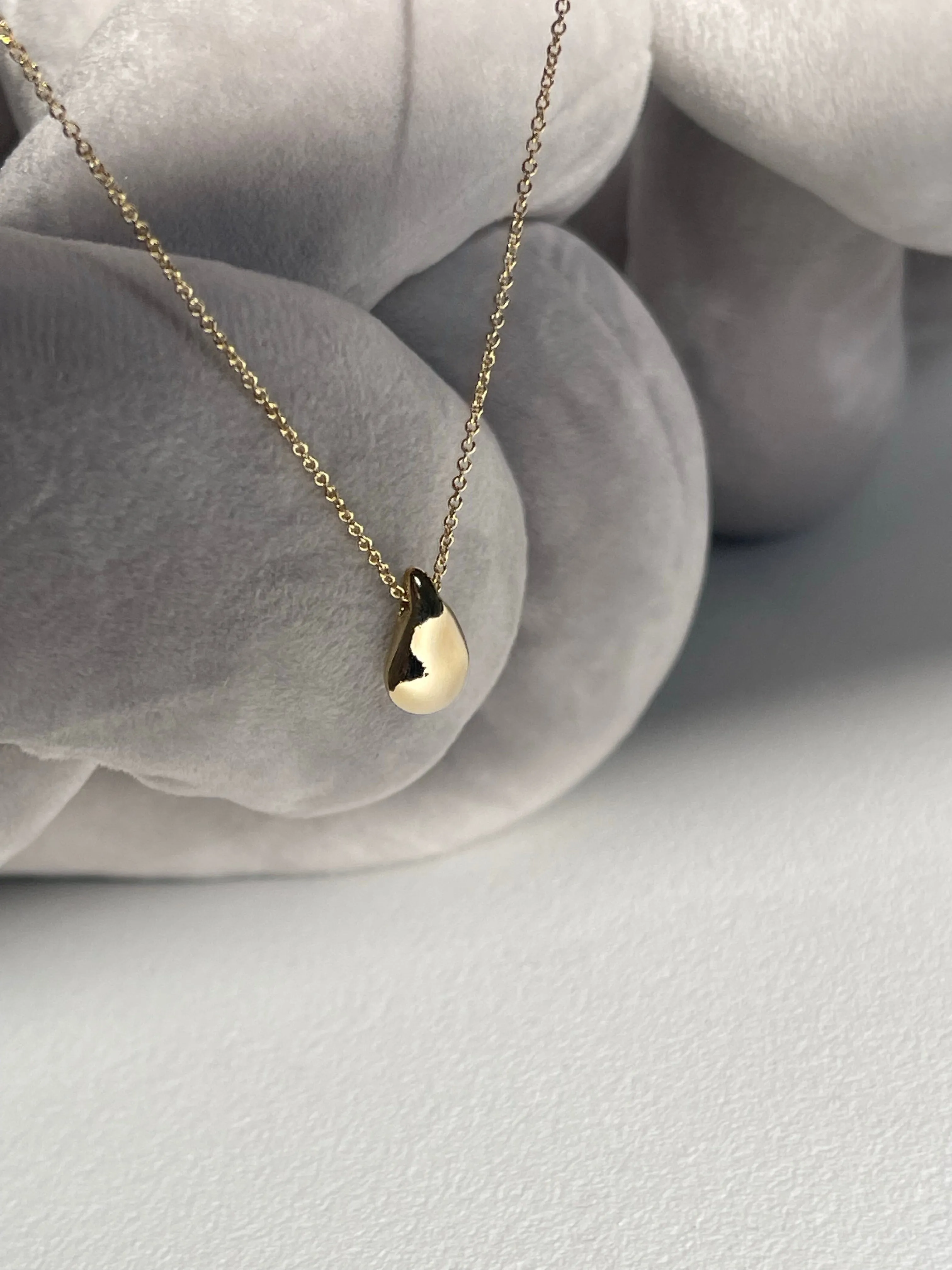 Organic Tear Drop Necklace In Gold