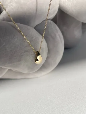 Organic Tear Drop Necklace In Gold