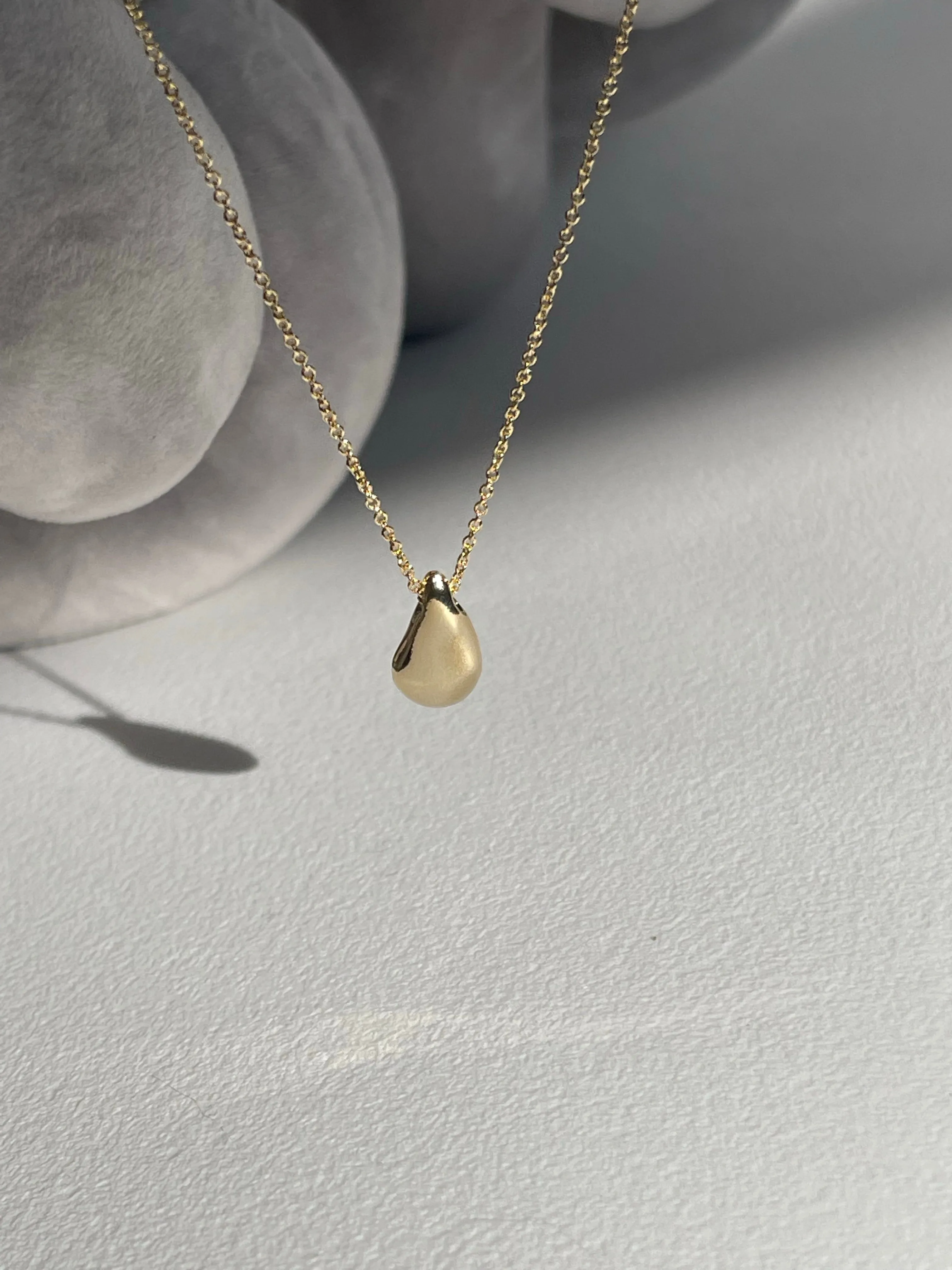 Organic Tear Drop Necklace In Gold