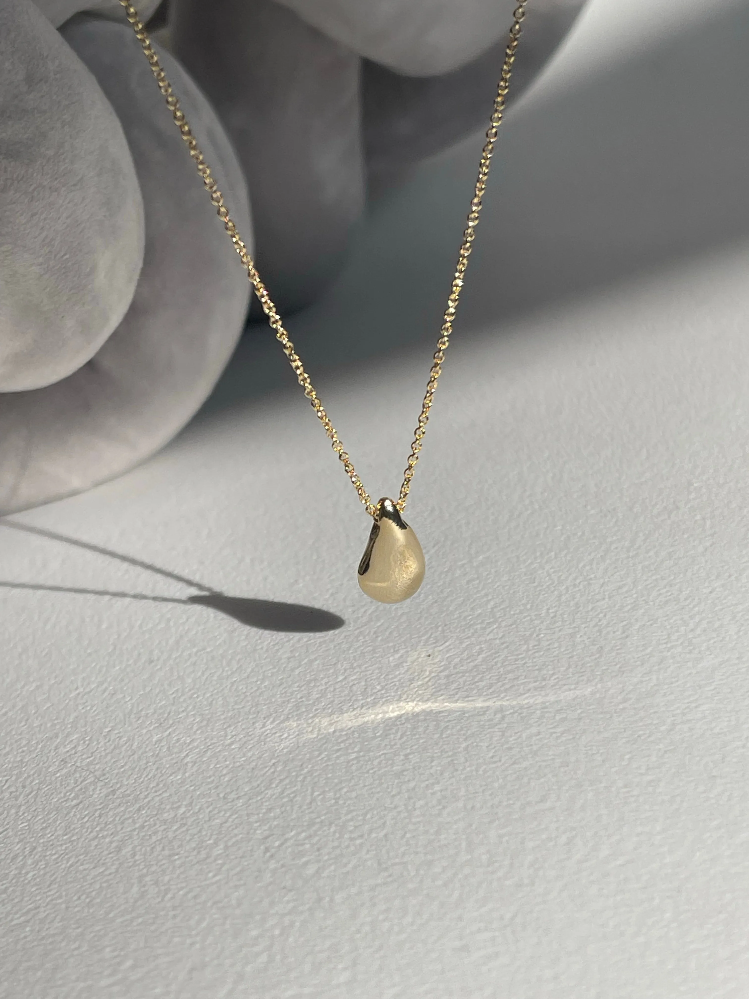 Organic Tear Drop Necklace In Gold