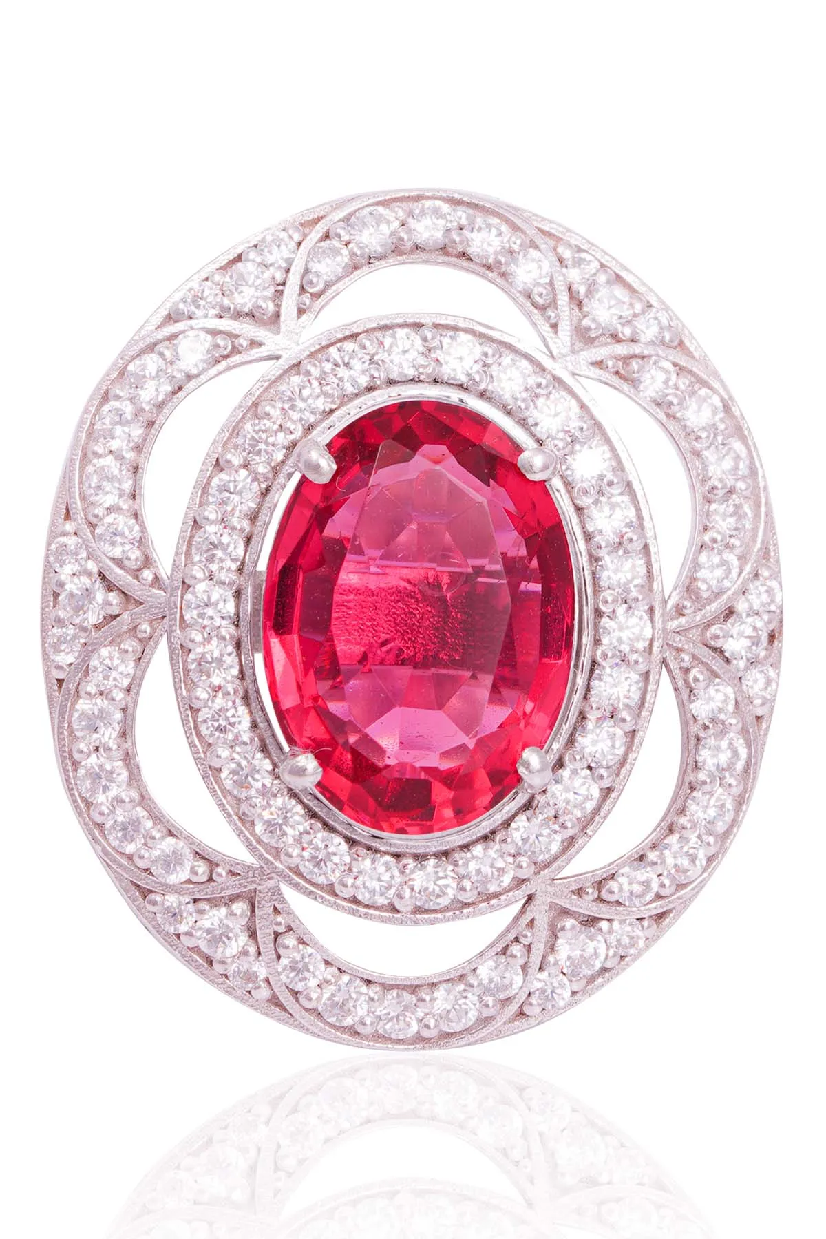 Oval Red Tourmaline Ring