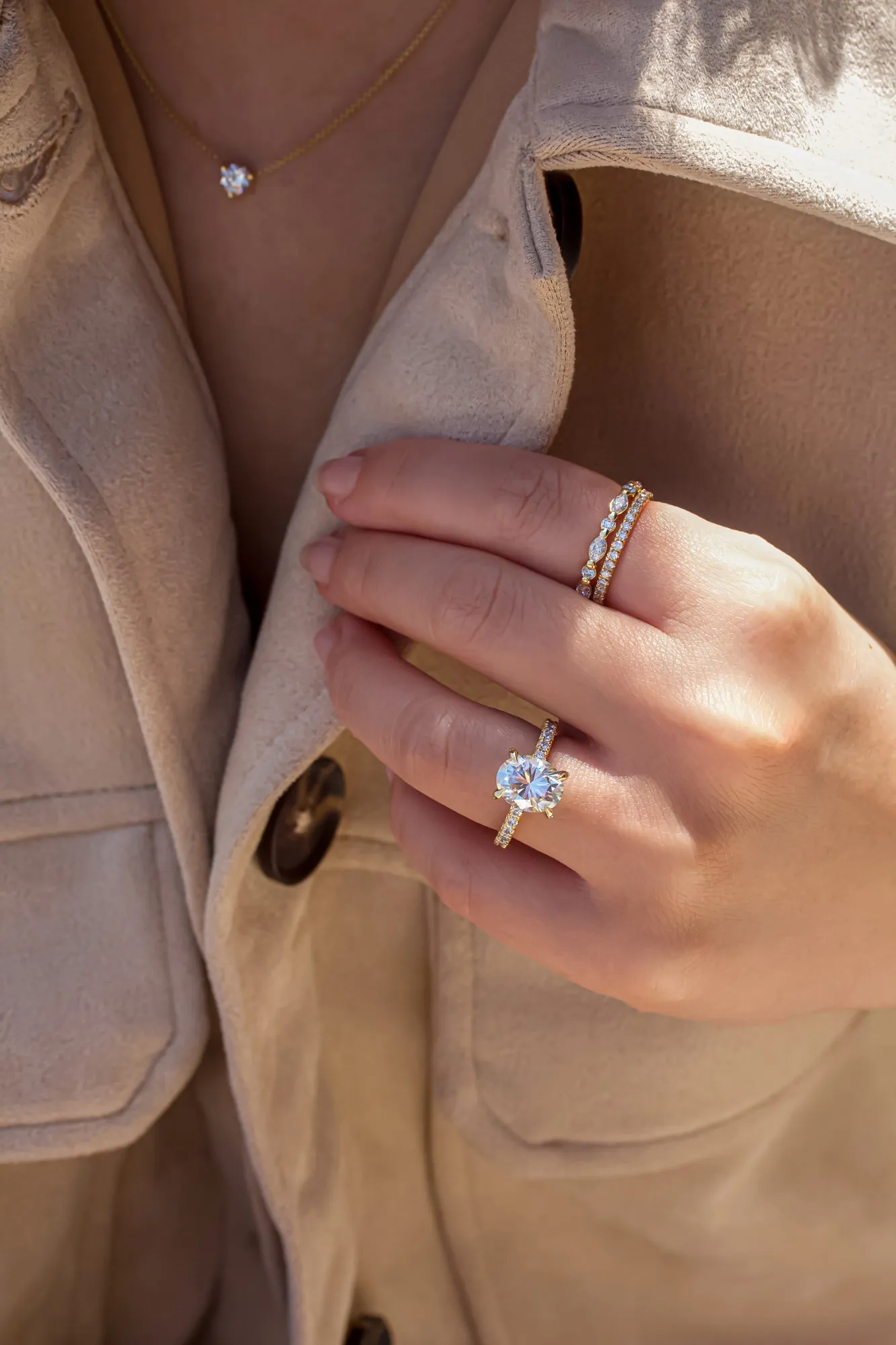 Owen - Oval Moissanite & Diamond Pavé Ring