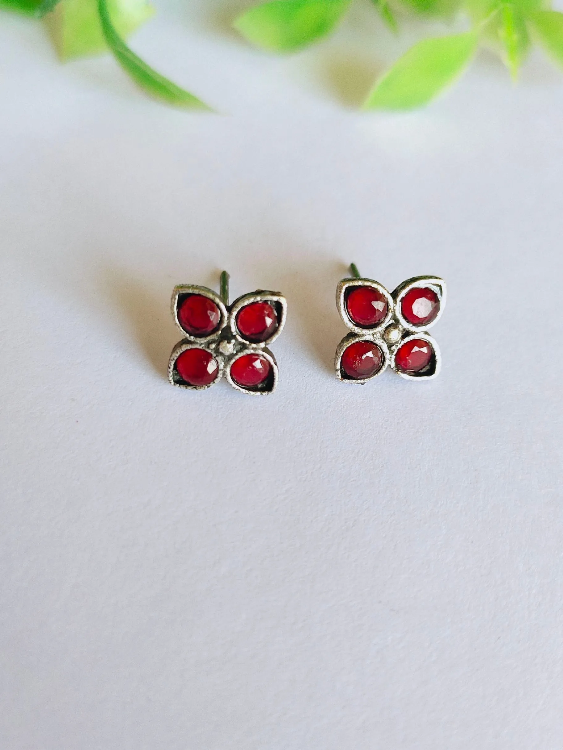 Oxidised Colorful Stone Studs for Daily & Office Wear | Sarichka