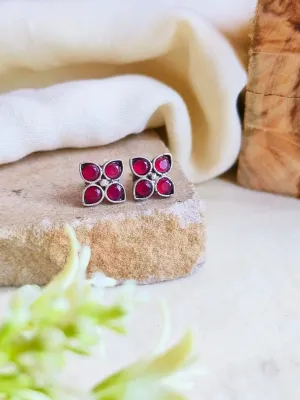Oxidised Colorful Stone Studs for Daily & Office Wear | Sarichka