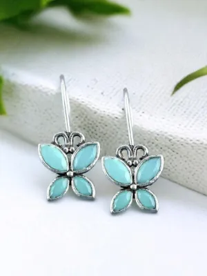 Oxidized Butterfly Style Stone Hook Earrings for Daily Wear | Sarichka