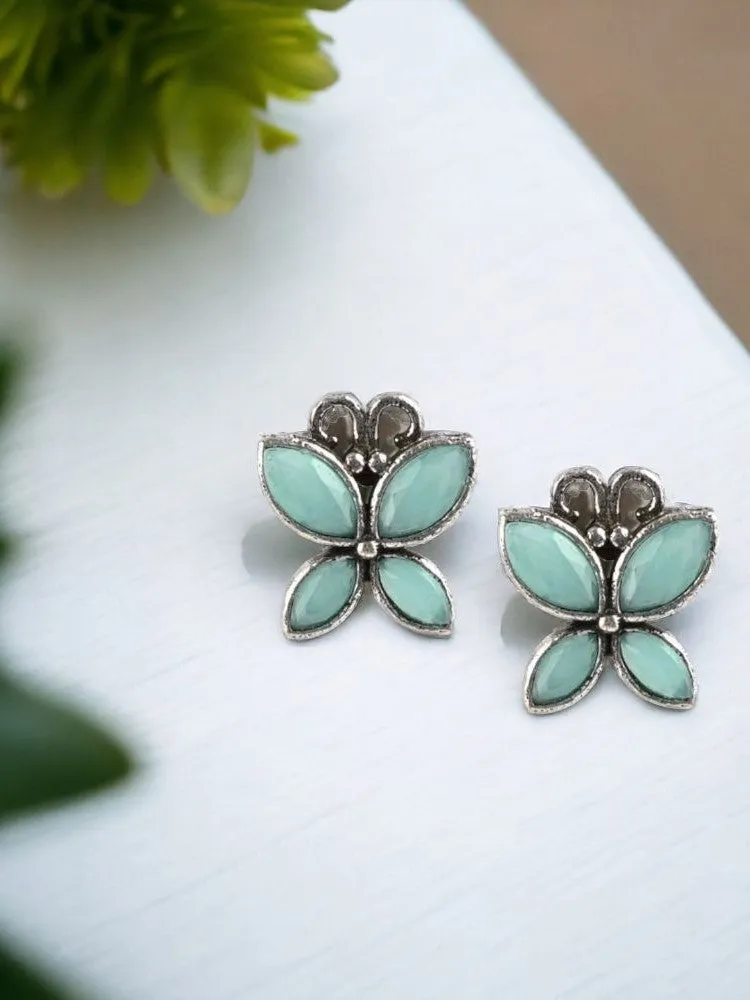 Oxidized Butterfly Style Stone Stud Earrings for Casual Wear | Sarichka
