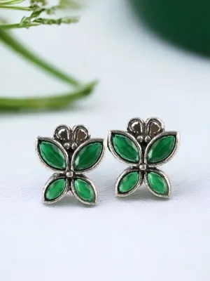 Oxidized Butterfly Style Stone Stud Earrings for Casual Wear | Sarichka