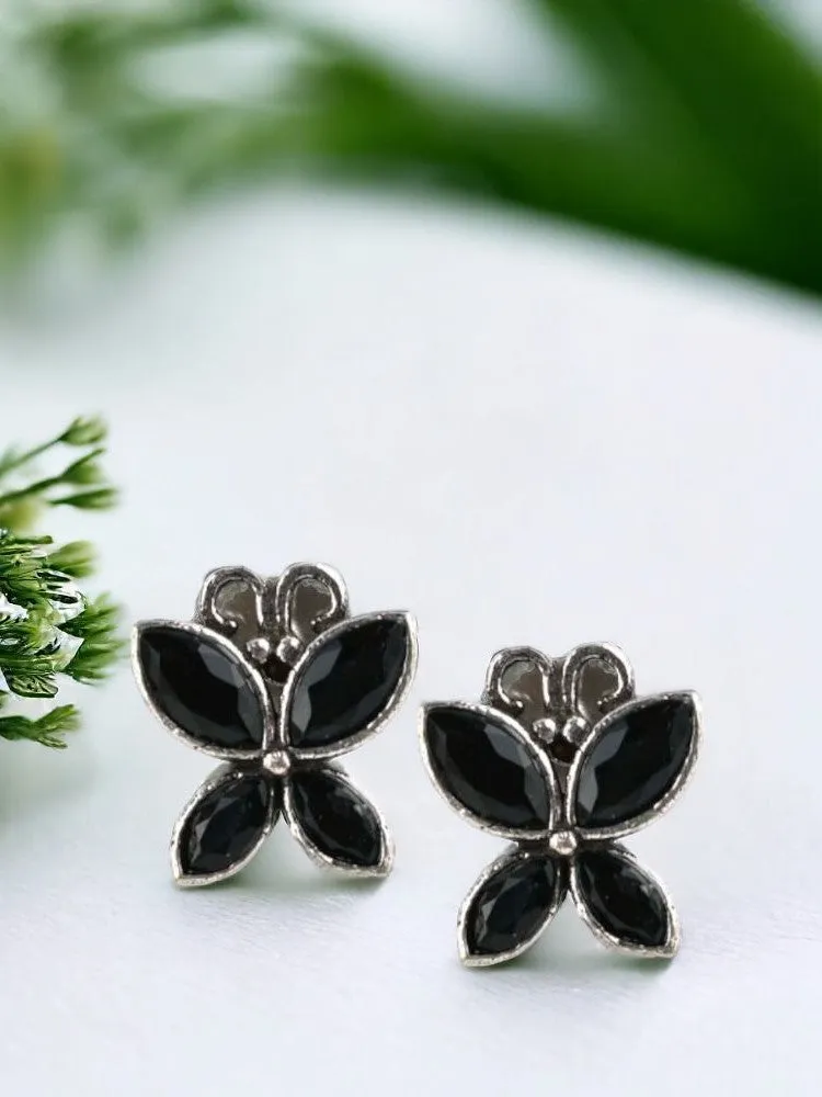 Oxidized Butterfly Style Stone Stud Earrings for Casual Wear | Sarichka