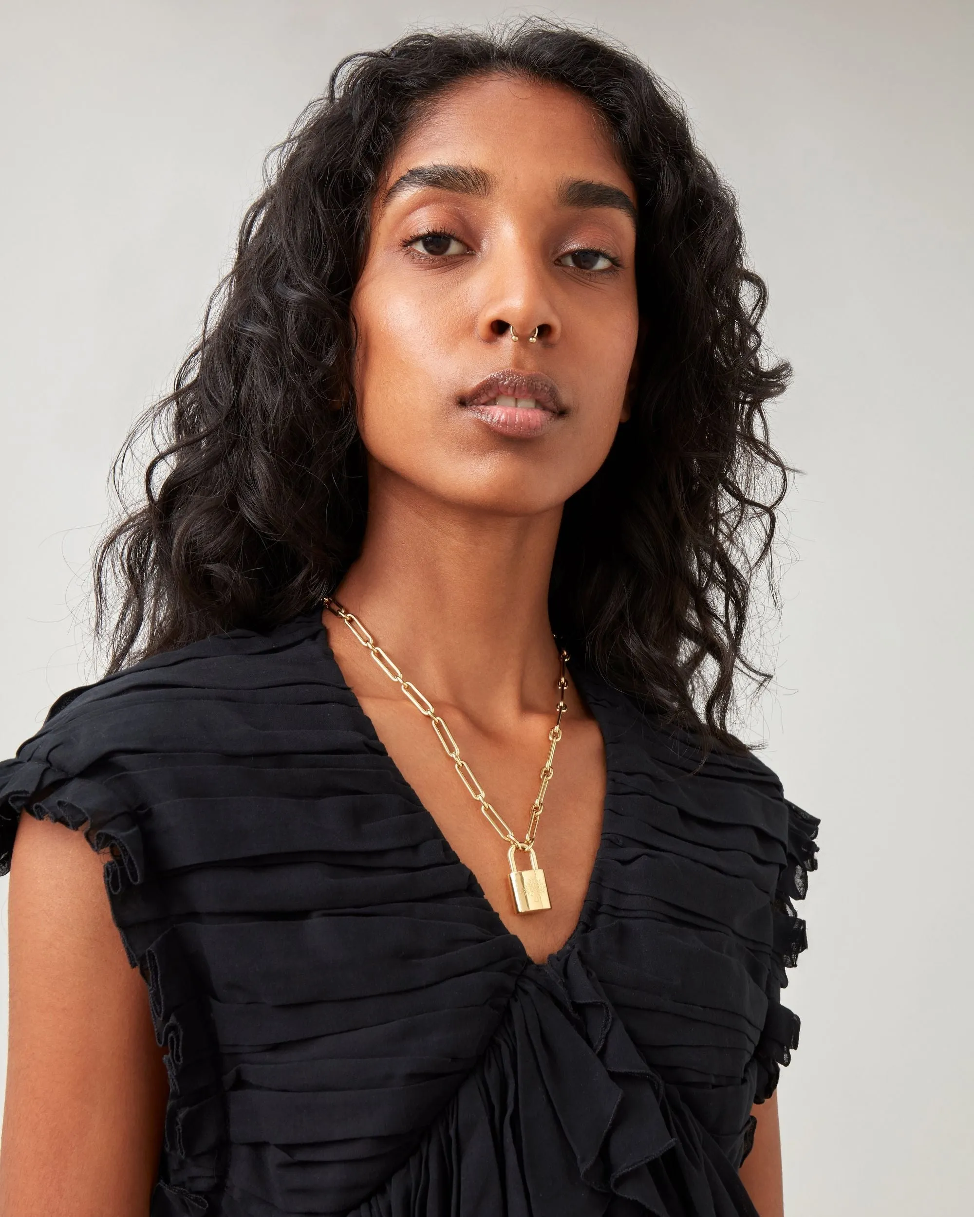 Padlock Necklace Gold Plated Brass (Gold)