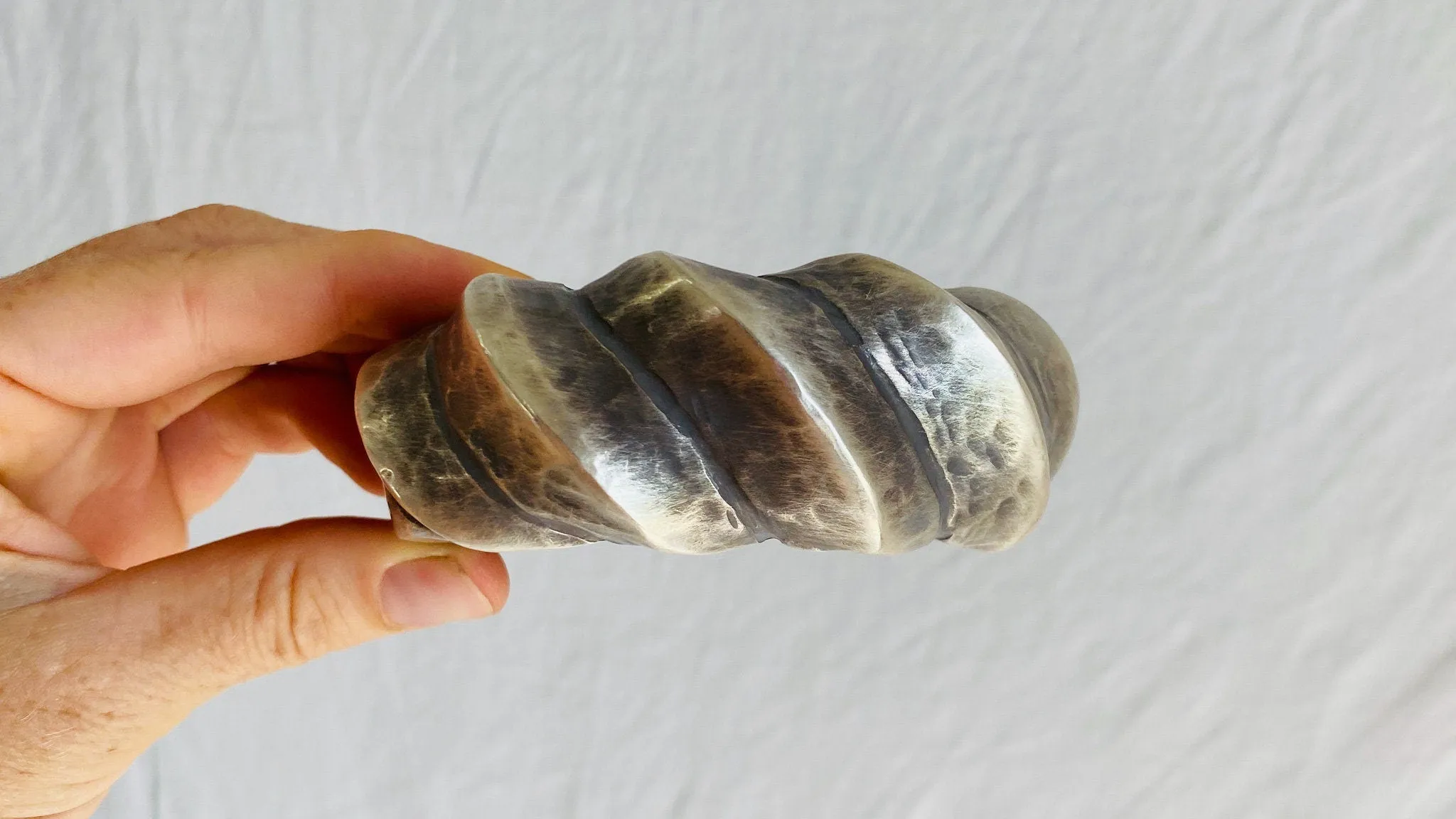 Pair of Chunky Silver Bracelets. Cuffs. Karen Hill Tribe. Sterling Silver.