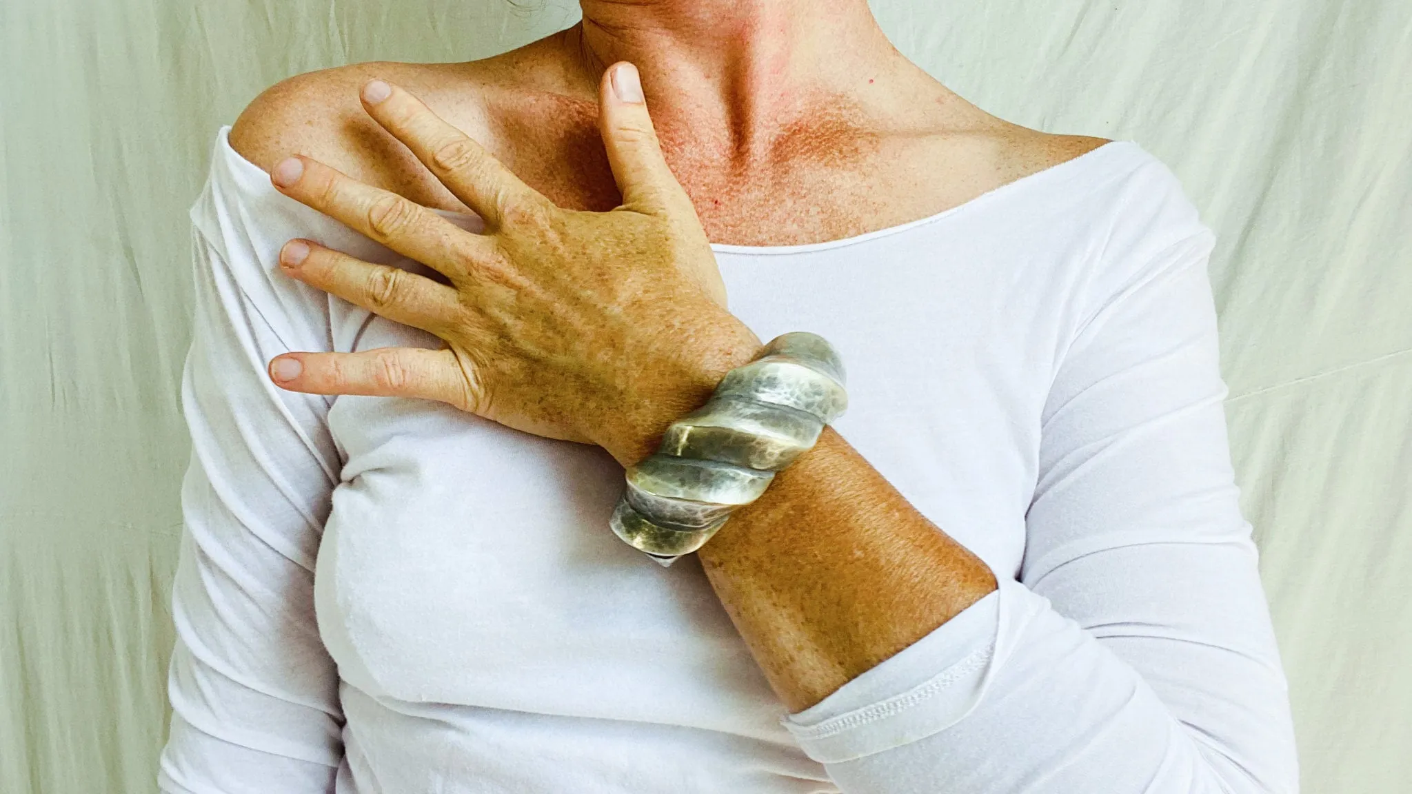 Pair of Chunky Silver Bracelets. Cuffs. Karen Hill Tribe. Sterling Silver.