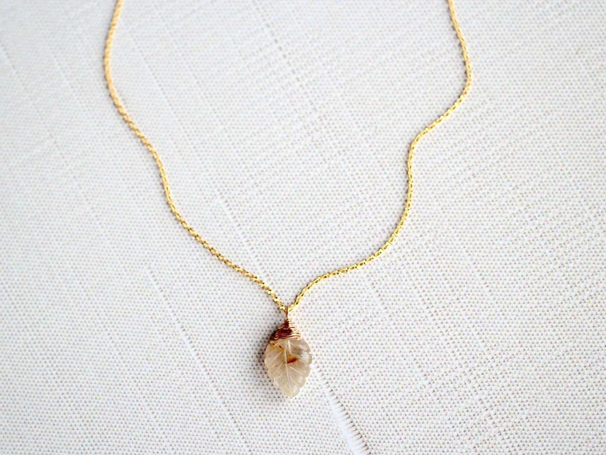Palm Necklace - Rutilated Quartz