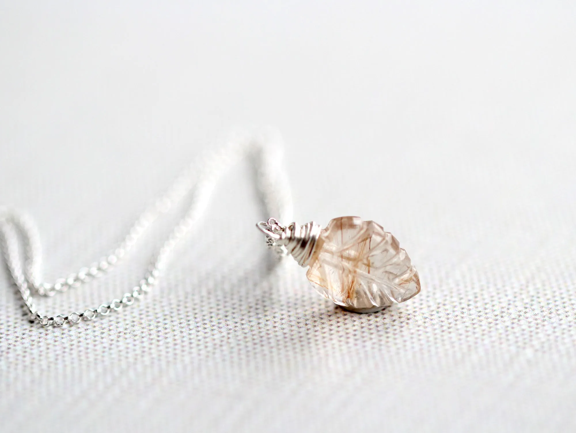 Palm Necklace - Rutilated Quartz