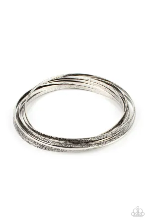 Paparazzi Suddenly Synced Silver Bangle Bracelet - P9IN-SVXX-147XX