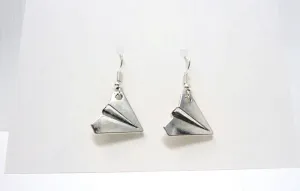 Paper Plane Earrings - Silver Origami Earrings. Simple Drop Earrings