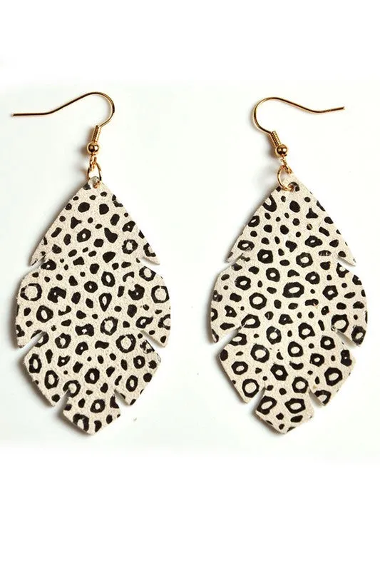 PATTERNED LEAF STYLISH FASHION EARRINGS