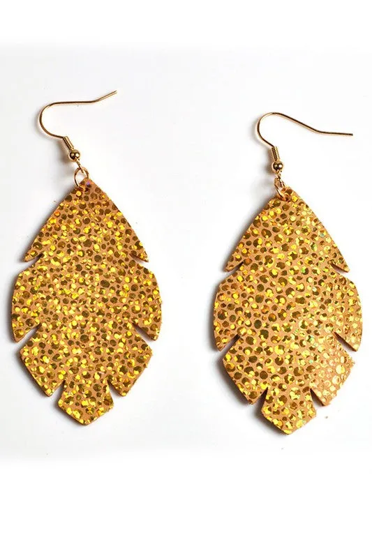 PATTERNED LEAF STYLISH FASHION EARRINGS