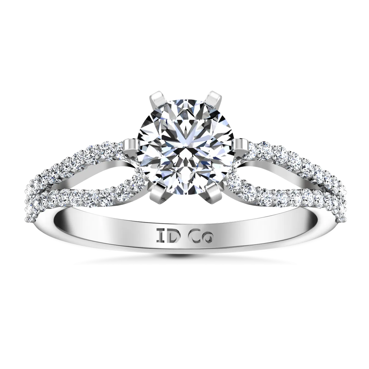 Pave Engagement Ring Tres Jolie 14K White Gold