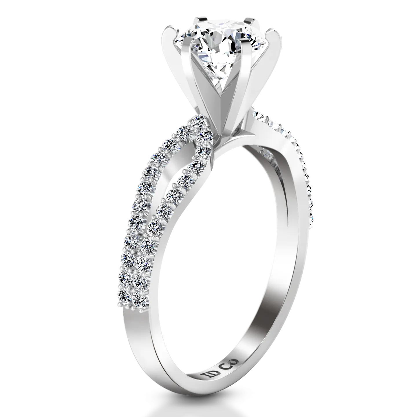 Pave Engagement Ring Tres Jolie 14K White Gold