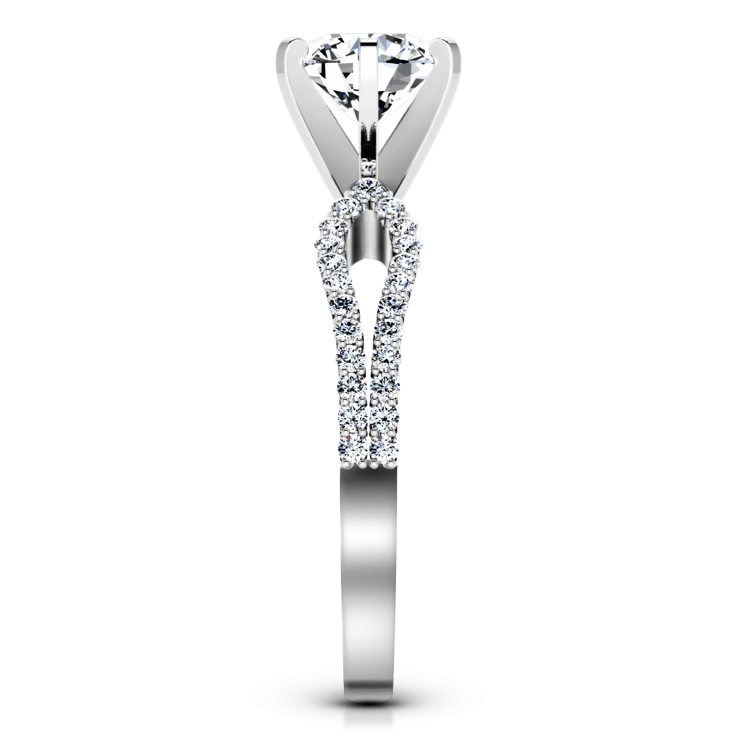 Pave Engagement Ring Tres Jolie 14K White Gold