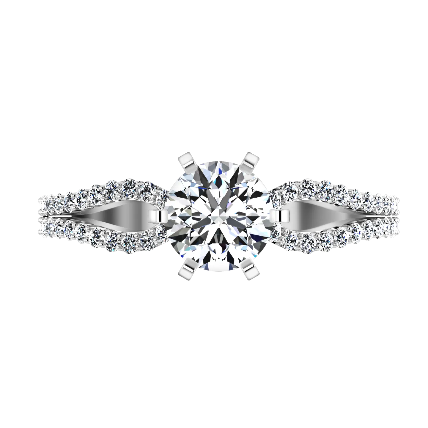 Pave Engagement Ring Tres Jolie 14K White Gold