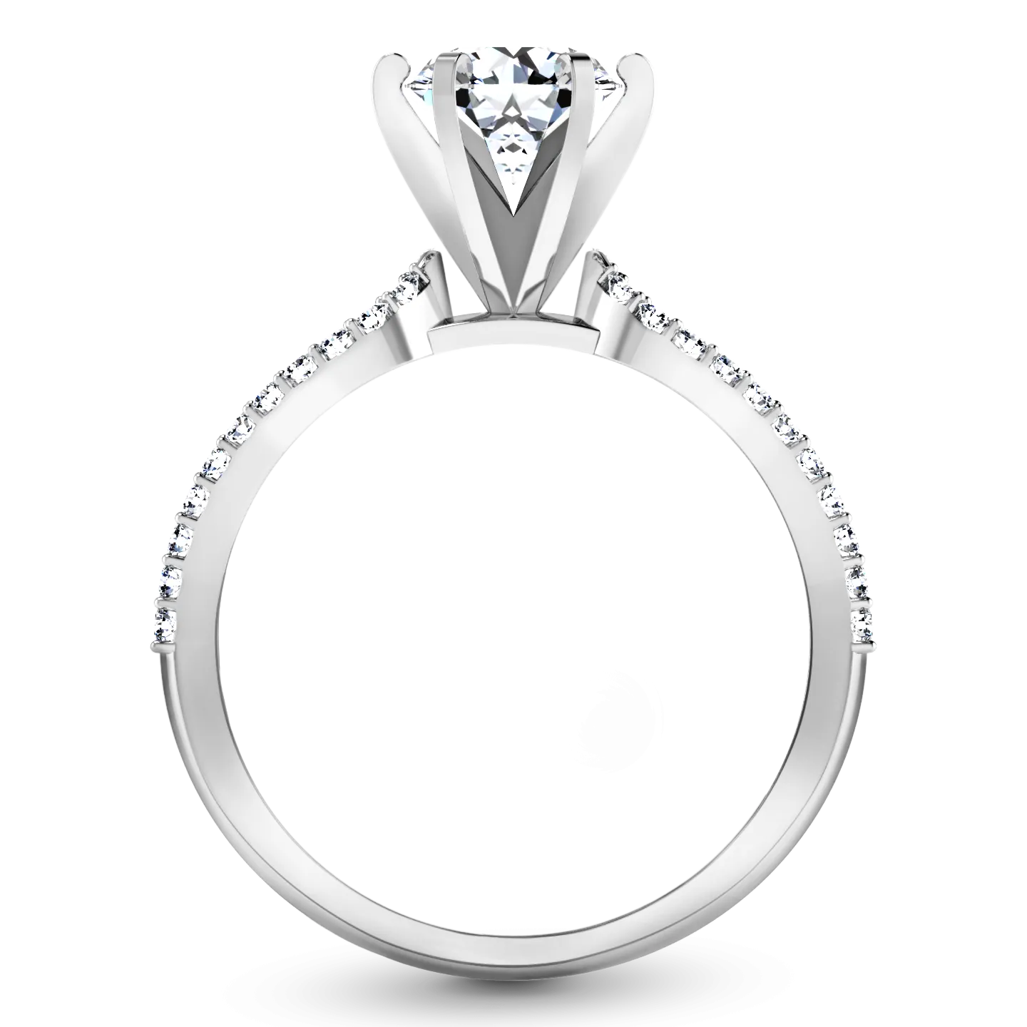 Pave Engagement Ring Tres Jolie 14K White Gold