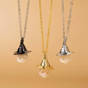 Pearl Carved Cranium Witch Hat Pendant
