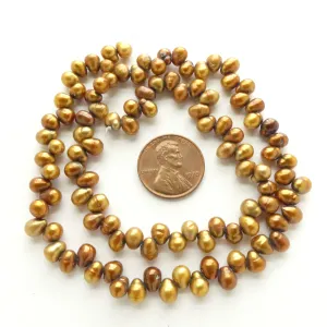 Pearls, Bronze, Coppery Dancers 5-6mm Drops on 16-inch Strands