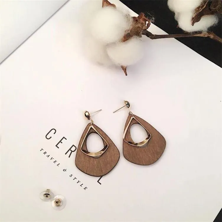 Personality Earrings Simple Wood Long Style Earrings