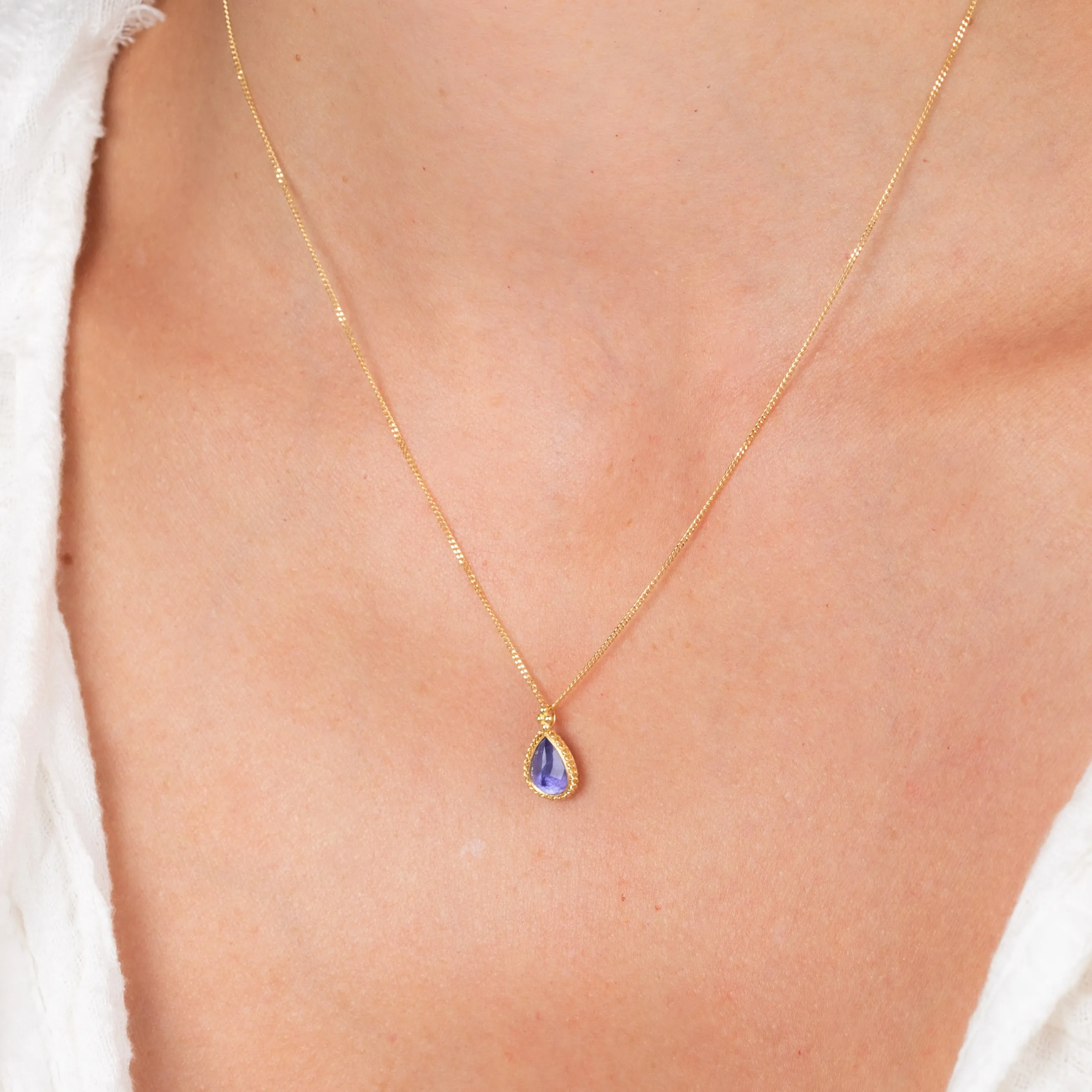 Petite Tanzanite Teardrop Necklace