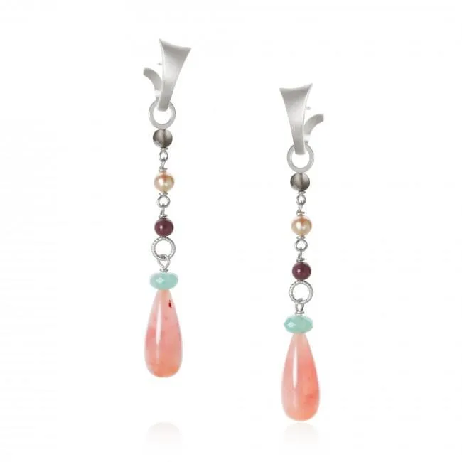 Piccolo DaybreakDrop Silver Pendant w. Quartz, Ruby, Amazonite, Moonstone & Pearl