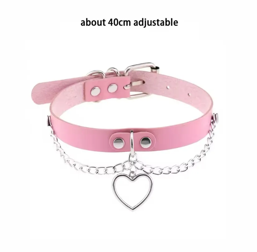 Pink Punk Leather Chokers