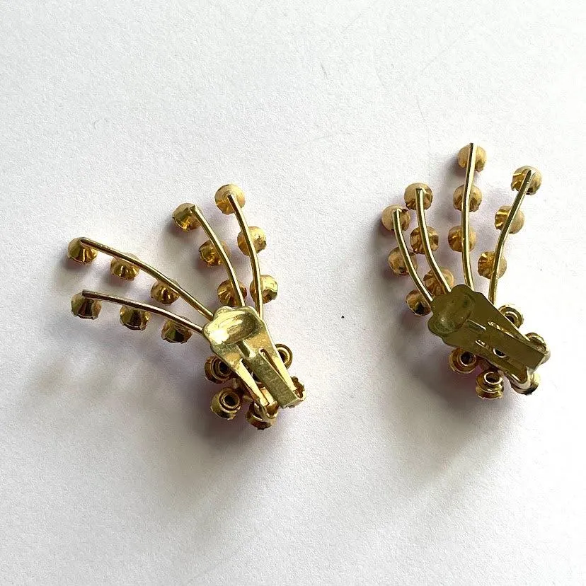 Pink Rhinestone Spray Earrings
