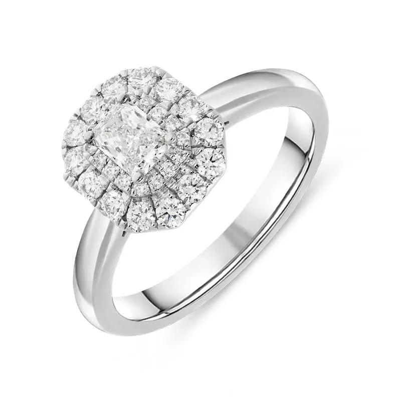 Platinum .68ct Diamond Radiant Cut Cluster Ring