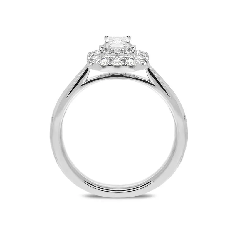 Platinum .68ct Diamond Radiant Cut Cluster Ring