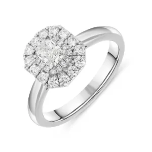 Platinum .68ct Diamond Radiant Cut Cluster Ring