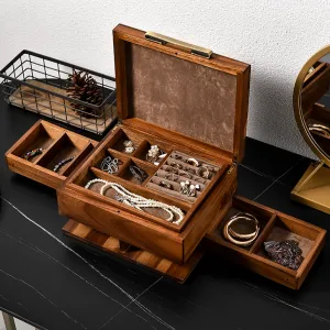Premium Walnut Finish Jewelry Box