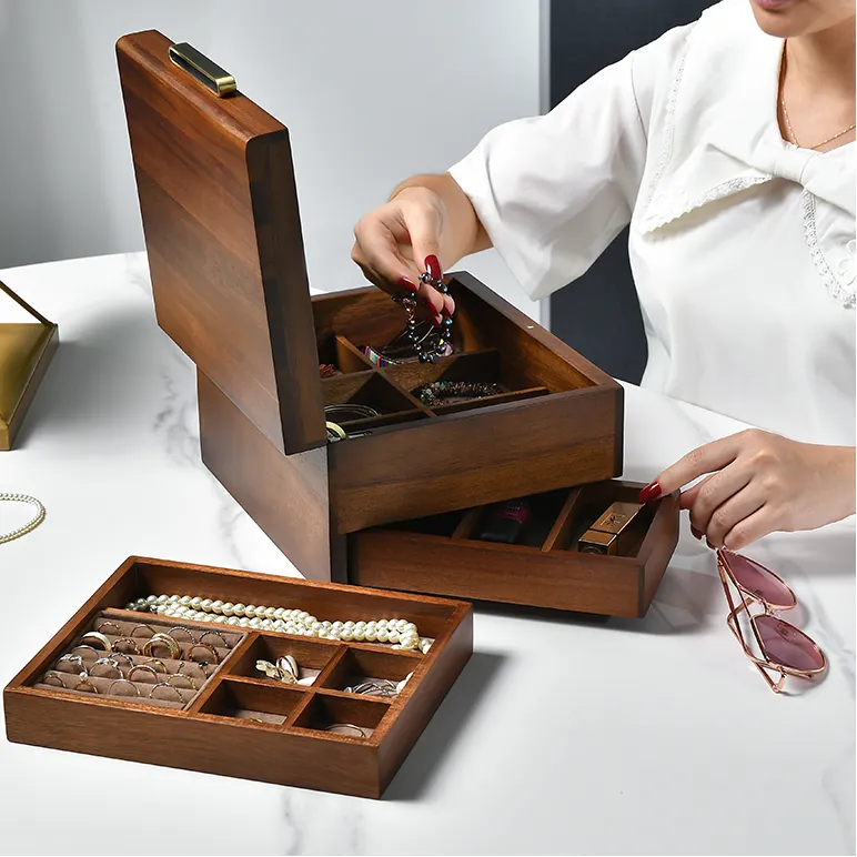 Premium Walnut Finish Jewelry Box