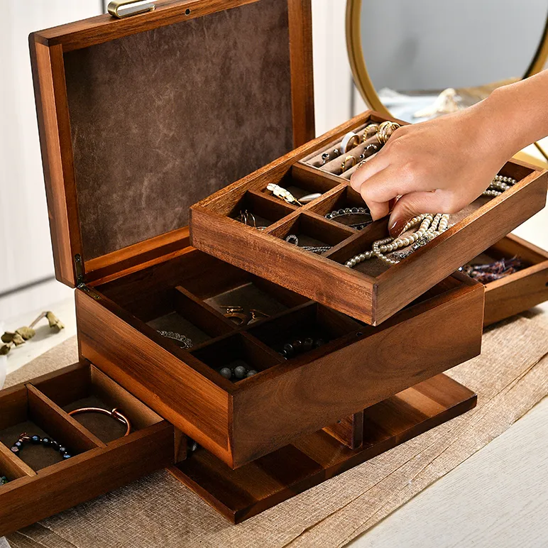 Premium Walnut Finish Jewelry Box