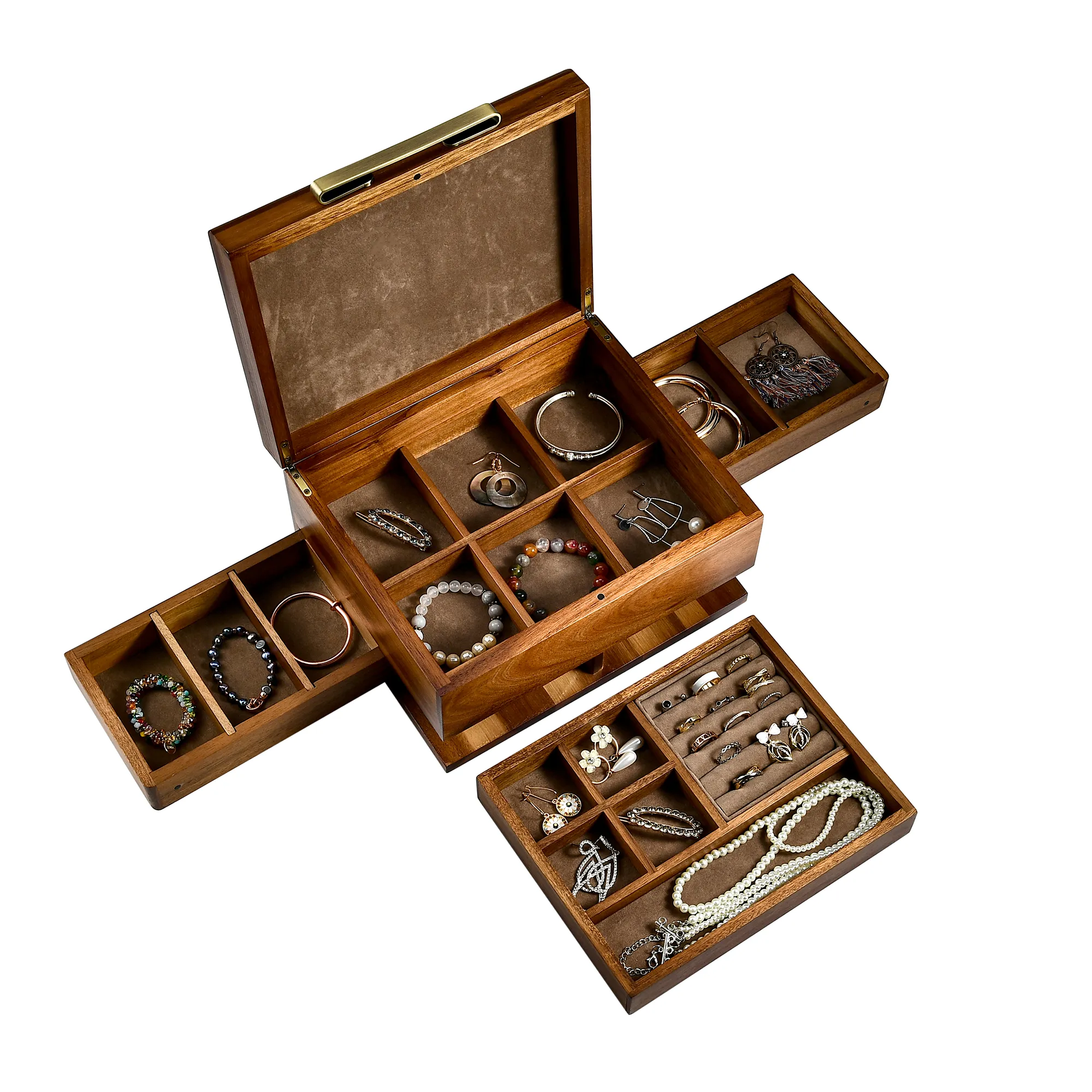 Premium Walnut Finish Jewelry Box