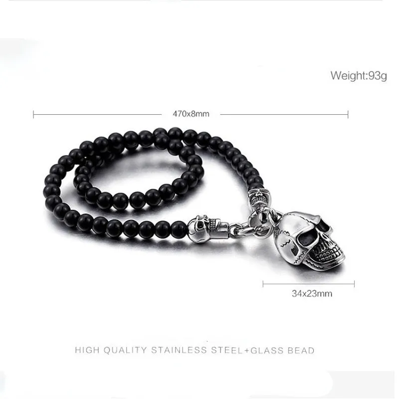 Punk Skull Glass Beads Chain Necklace