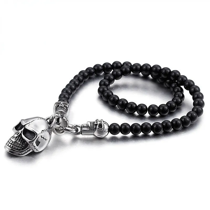 Punk Skull Glass Beads Chain Necklace