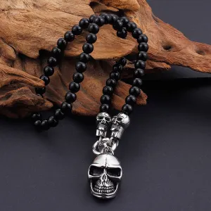 Punk Skull Glass Beads Chain Necklace