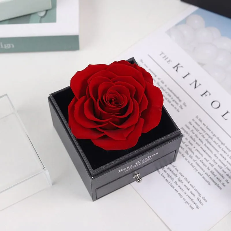 Real Red Rose Jewelry Gift Box Preserved Flower Forever Gift for Her